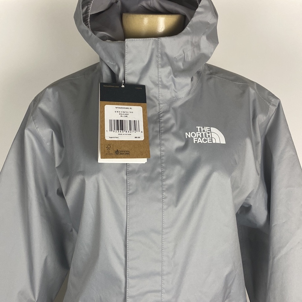 THE NORTH FACE Girls Mix-N-Match Dryvent Waterproof Jacket Grey Size XL. - Picture 2 of 10